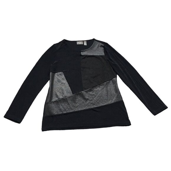 🔃Chico’s Travelers Modern Black Long Sleeve Shirt - Picture 1 of 5